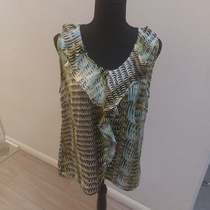 The Limited Woman's Yellow Blue and Brown Sleeveless Blouse Size Large